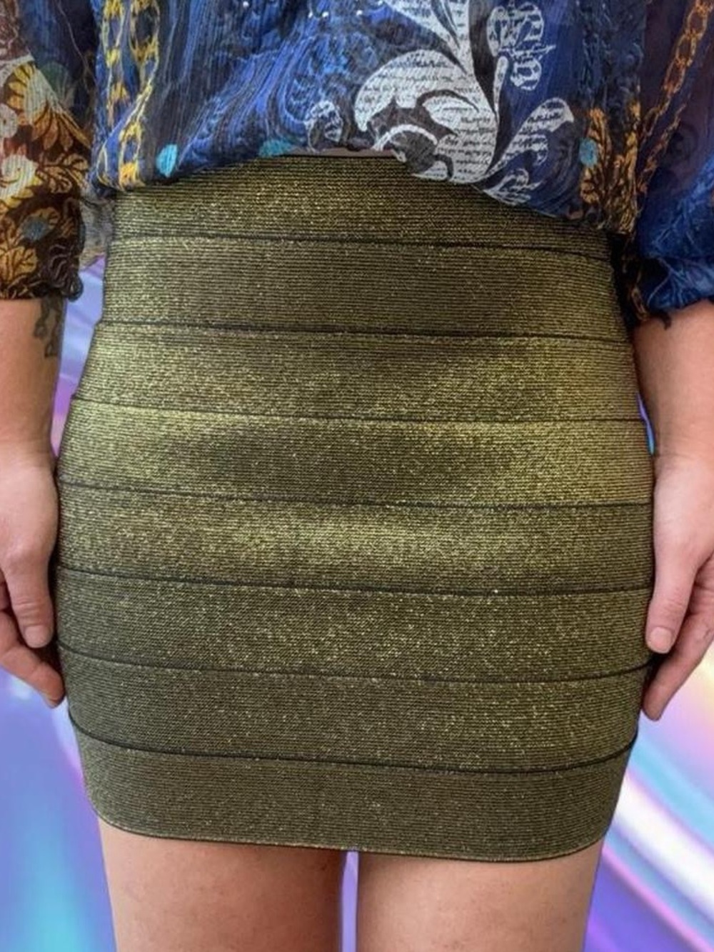 vtg y2k mini bandage skirt - forever21, sz md - Picture 2 of 6